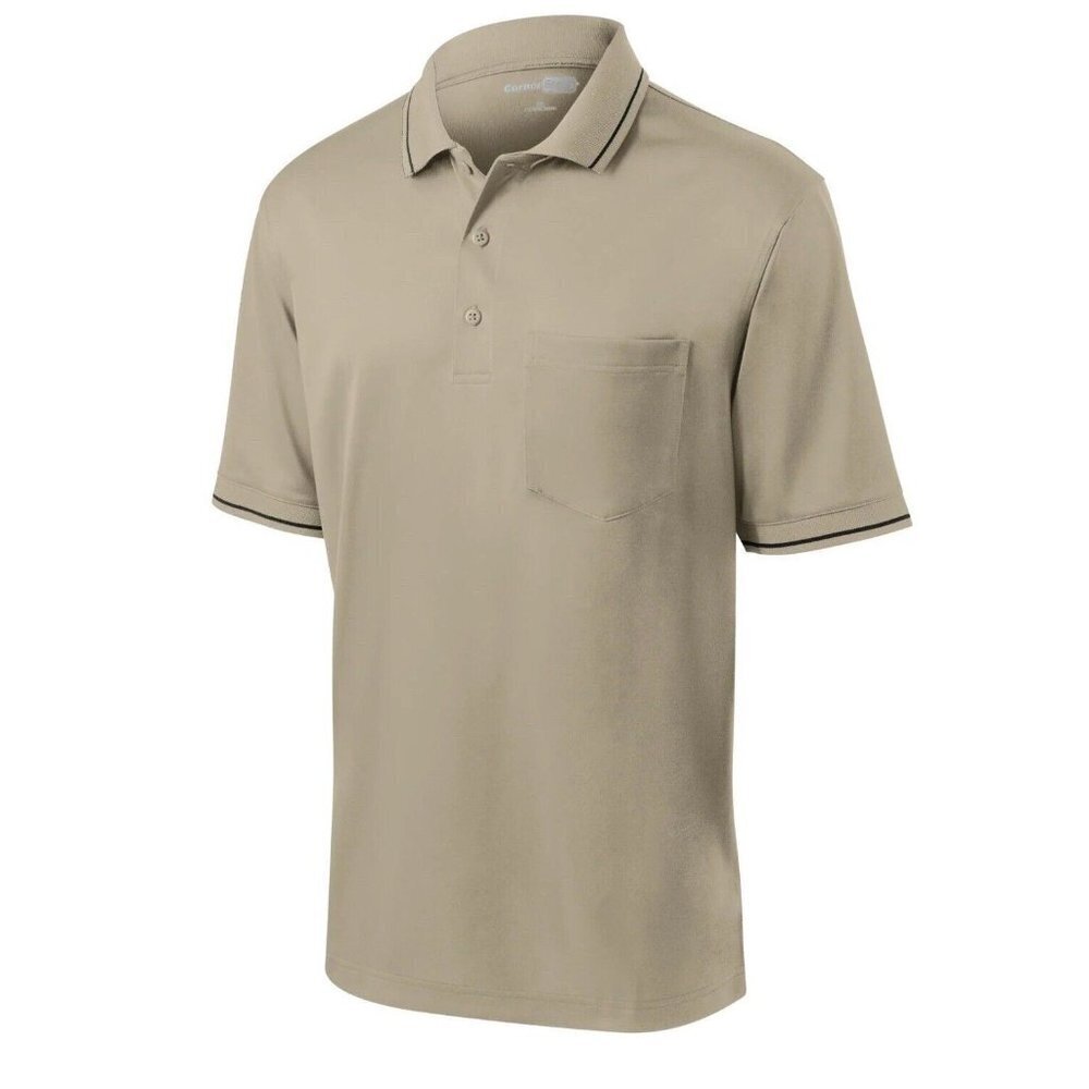 Men's CornerStone Tan  Khaki Short sleeves Snag Proof Tactical Polo Size L - Picture 3 of 6